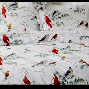 Pottery Barn winter birds duvet cover - queen (Lowell cardinal multi)